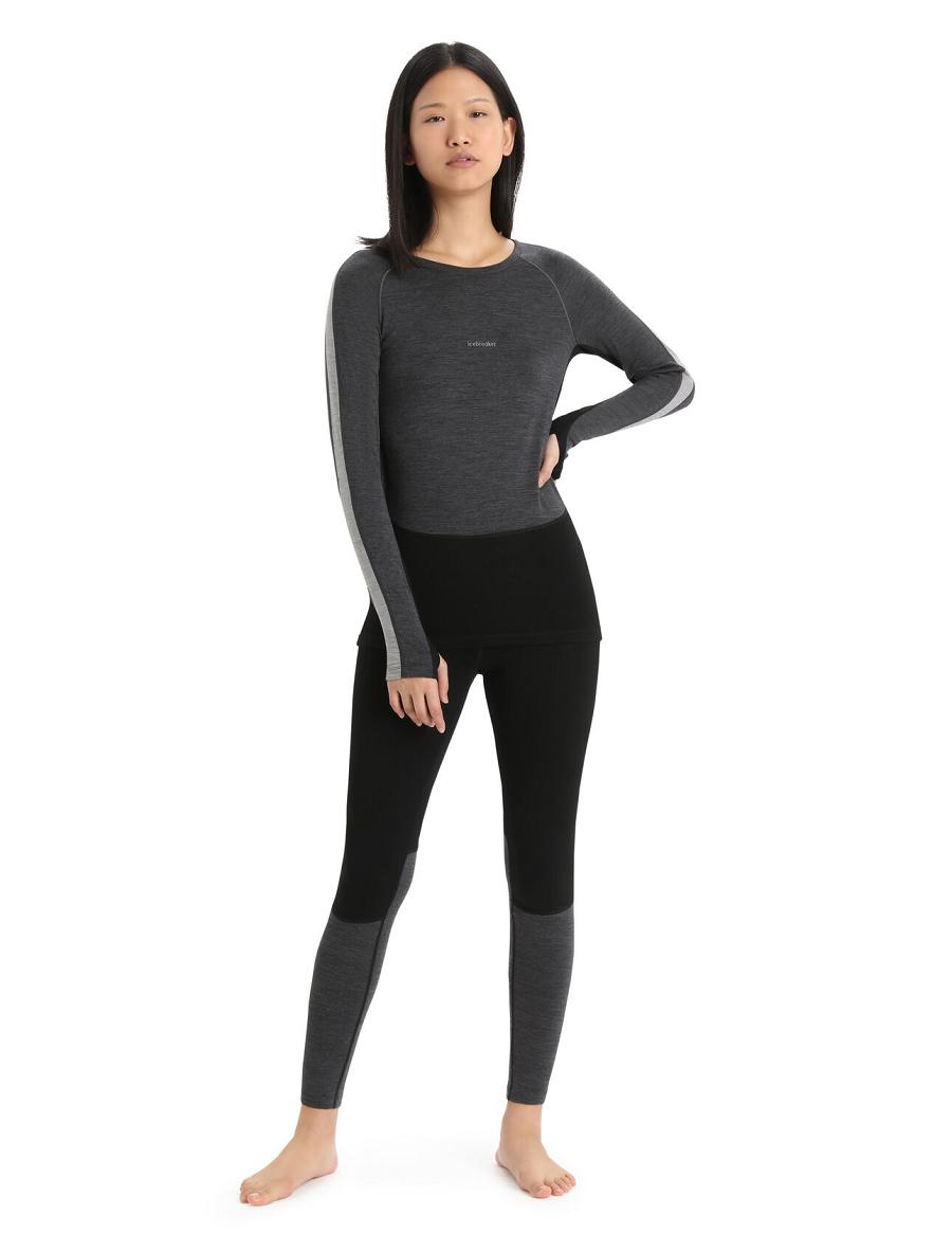 One Piece & Sets Icebreaker 200 ZoneKnit™ Merino Long Sleeve Crewe Damskie Czarne | PL 1141LISH